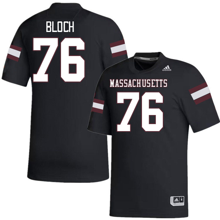 Massachusetts Minutemen #76 Riley Bloch College Football Jerseys Stitched-Black